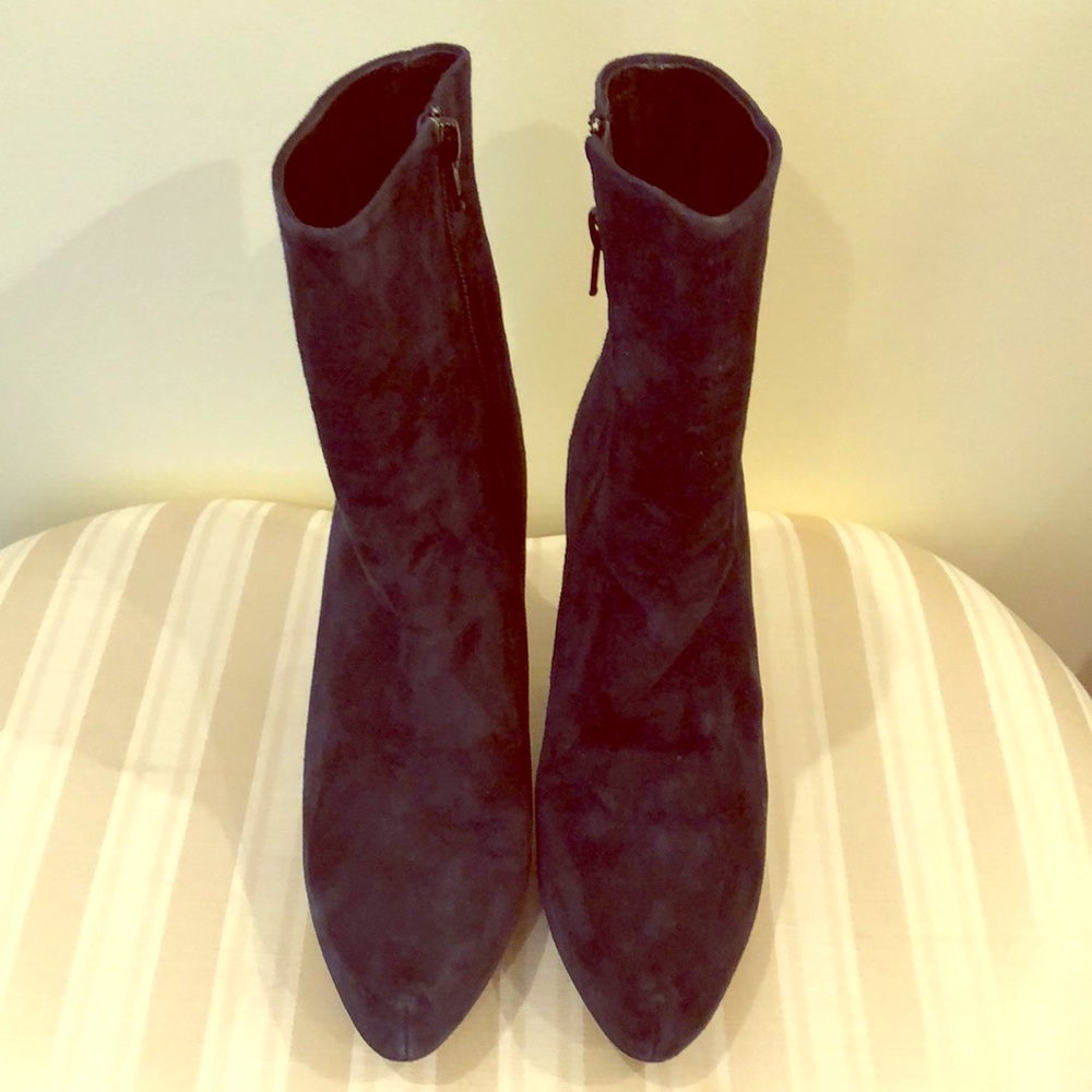 Shoebox Navy Blue Suede Short Boots 38